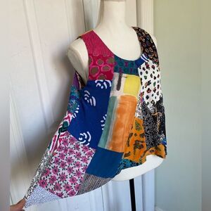 Vintage Donna Jessica Multicolored Patchwork Top